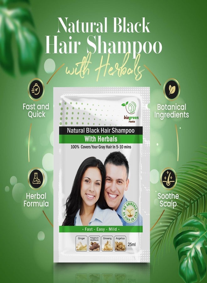 BIOGREEN ROOTS Ammonia-Free & Paraben Free Herbal Hair Shampoo - Hair Dye Shampoo for Women & Men - Natural Color and Herbal Nourishment - No Stain on Skin - Natural Black (10 sachets x 25 ml) - Image 2